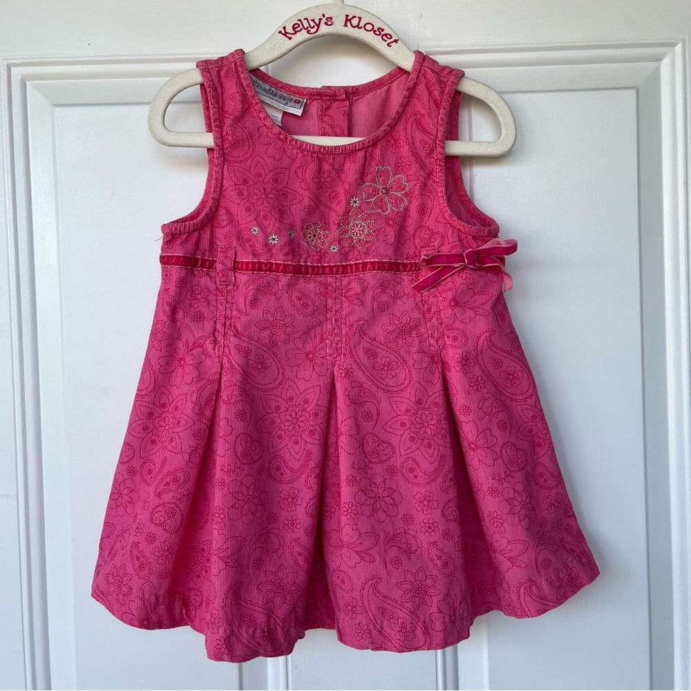 •Samantha Says• Pink Corduroy Floral Dress - Size 2T